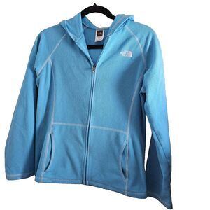The North Face Hoodie Fleece Sky Blue Girls size XL/TB  18 pre-owned